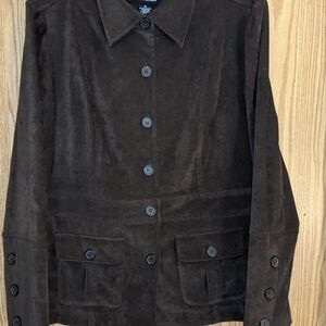 Vintage Norton Studio Dark Brown Faux Suede Utility Jacket